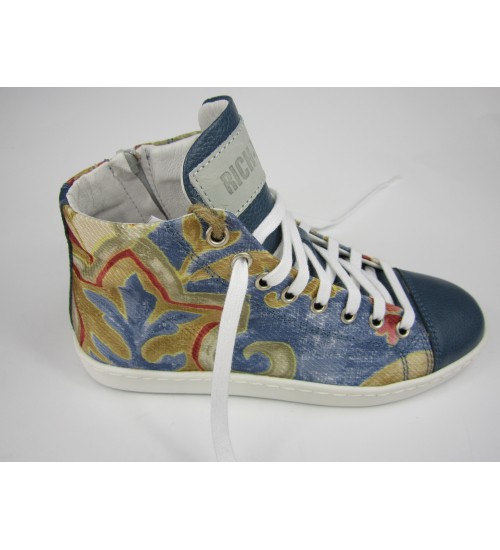 Deluxe handmade sneakers blue leather colored design